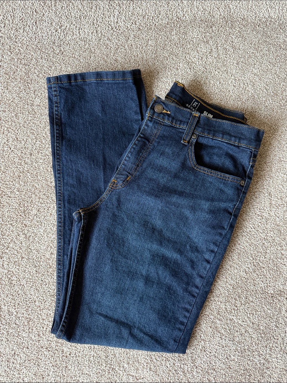 George Men's Slim 5 Pocket Jeans in Dark Indigo, Sz 33x30